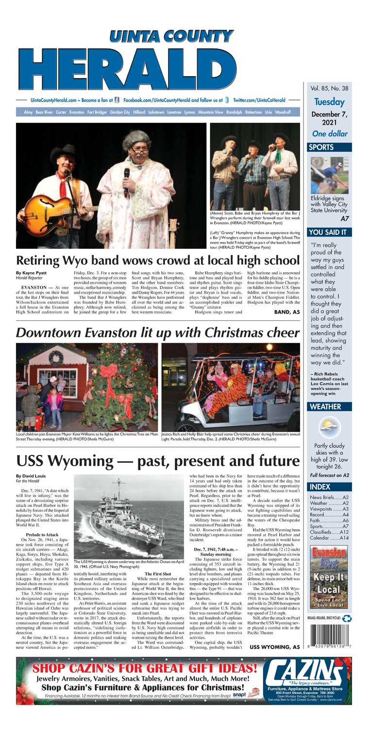 Uinta County Herald Tuesday December Uinta County Herald