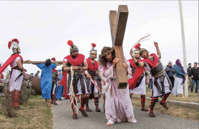 The bilingual passion play, Living Stations of the Cross, that normally takes place in St. Mary's cemetery on Good Friday, will not take place this year, nor will churches be open for services while the state and town's stay-at-home orders and orders prohibiting gatherings of more than 10 people remain in place.