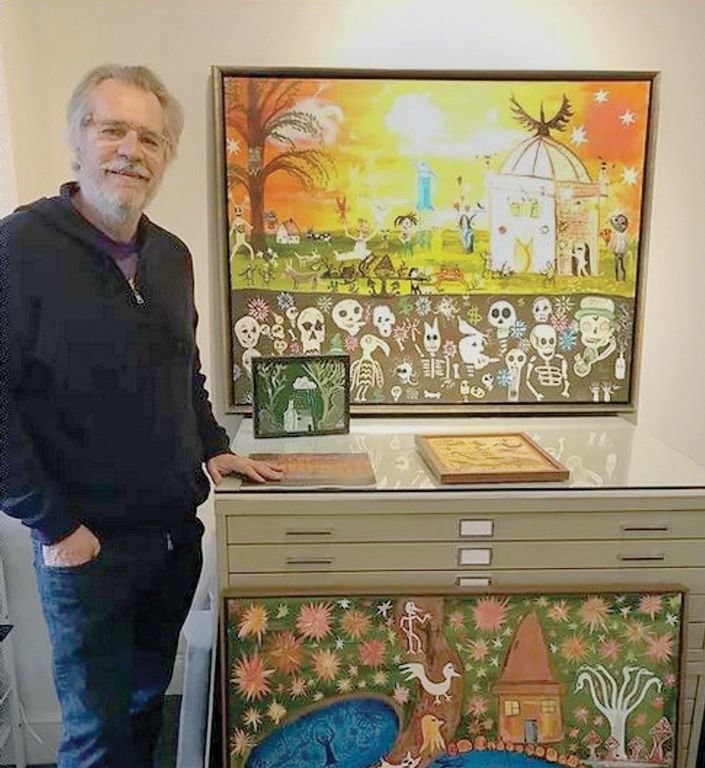 Washington, D.C. artist Tom Meyer calls his acrylic paintings on board and canvas &amp;#8220;narrative visions.&amp;#8221; His work is on display at the Gallery at Four India Street with glass sculptures by Robert Dane.