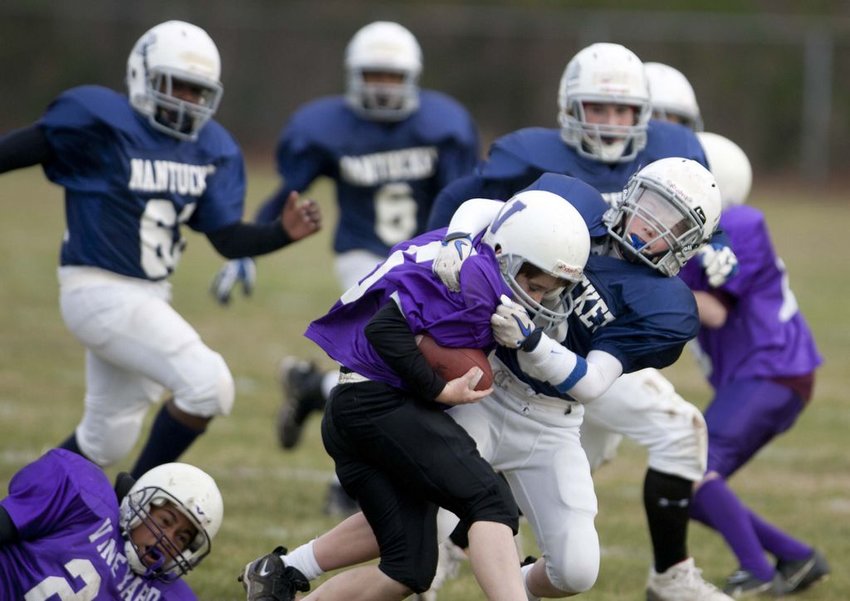 Tackle football at the Nantucket Boys &amp;amp; Girls Club, like this game between Nantucket and Martha's Vineyard, will soon be a thing of the past.