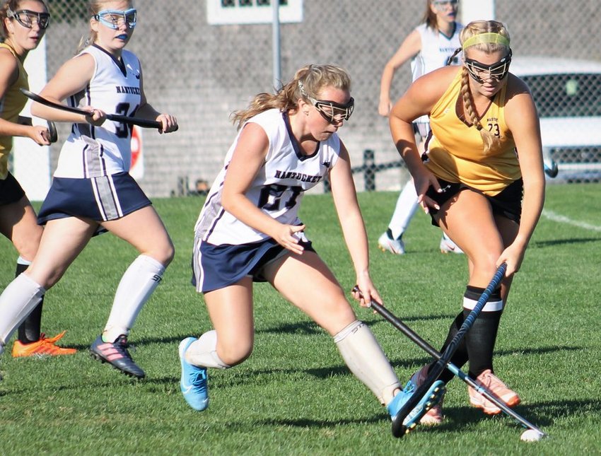 Melanie Bamber battles for the ball in a 2-0 home loss to Nauset Friday.