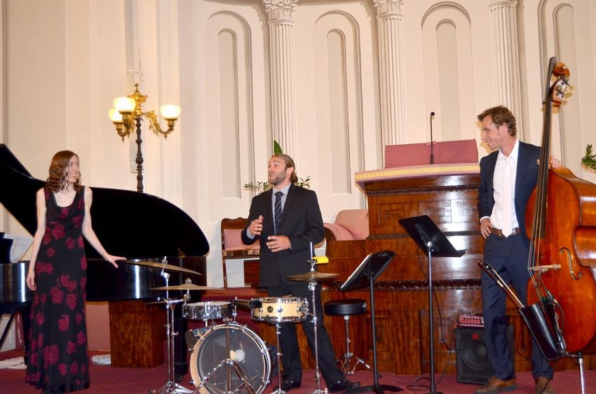 From left, pianist Jennifer Maxwell, drummer Nick Hayden and bassist Nigel Goss make up Trio &amp;agrave; la Fran&amp;ccedil;aise, which will open the 2019 Nantucket Arts Festival Friday with a concert at the Methodist Church.
