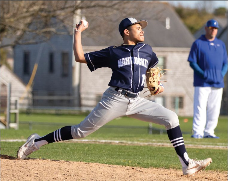 Sergio Rondon on the mound for Nantucket against St. John Paul II.
