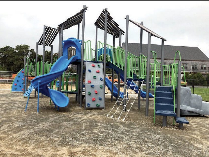 This playground off Backus Lane across from the Nantucket elementary and intermediate schools will be open in time for the first day of school Tuesday.