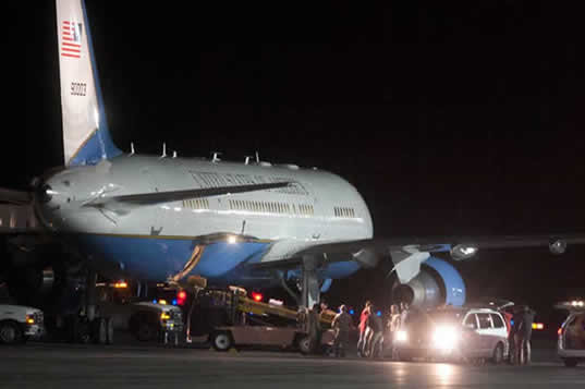 Photo by Jim Powers Air Force Two arrived at Nantucket Memorial Airport just after 8 p.m. Tuesday night with Vice President Joe Biden and his family aboard.
