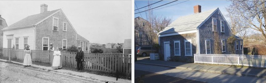Side by side photos of the North Liberty Street home developer Jeff Kaschuluk hopes to move six feet from its current location in order to put another house on the property. The image on the right is from the 1890s, the left this week.