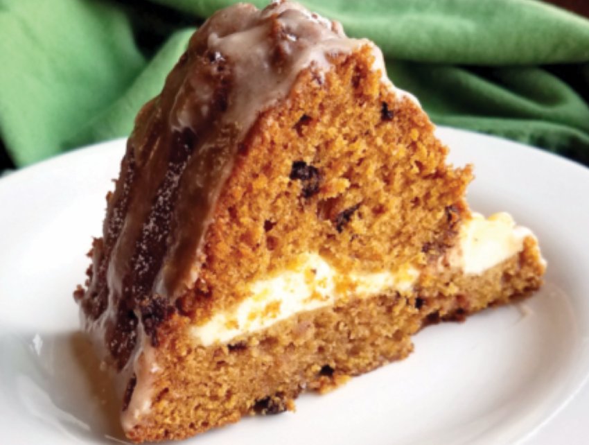 Carrot cake with cream cheese frosting, a sweet treat any time of the year.