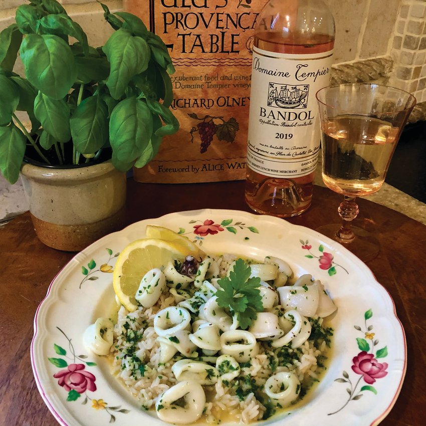 Lulu Peyraud&rsquo;s Saut&eacute;ed Squid with Parsley and Garlic is best accompanied by a Domaine Tempier ros&eacute;.