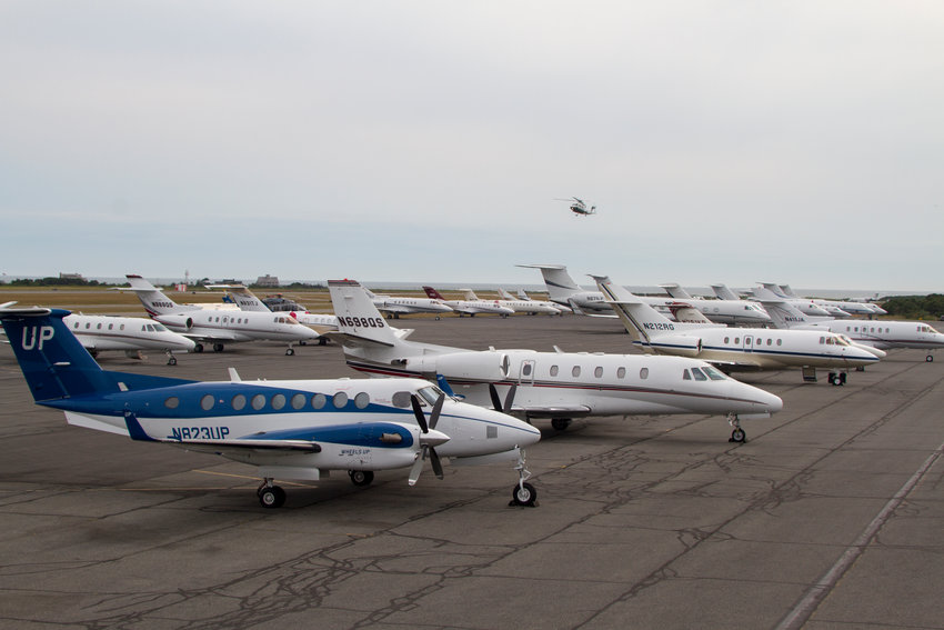 Jets on the tarmac on a busy August weekend.