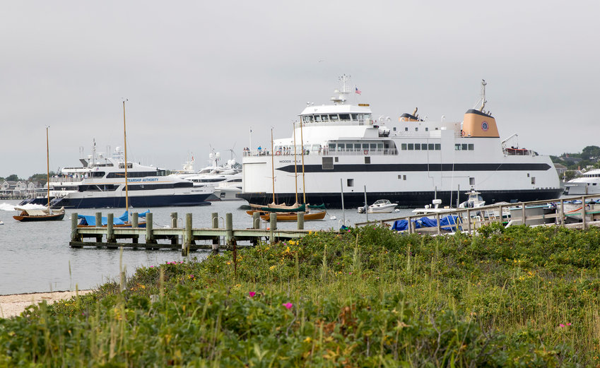 The Steamship Authority&rsquo;s car ferry Woods Hole and fast ferry Iyanough in Nantucket Harbor. The SSA was the target of a ransomware attack Wednesday that shut down ticketing and reservation systems.