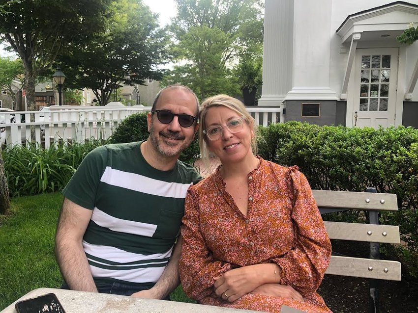 Nantucket Film Festival programmer Basil Tsiokos, left, and executive director Mystelle Brabb&eacute;e outside the Atheneum this week. Festival organizers this year put together a hybrid mix of live films and events, drive-in and back-yard screenings, and online content.