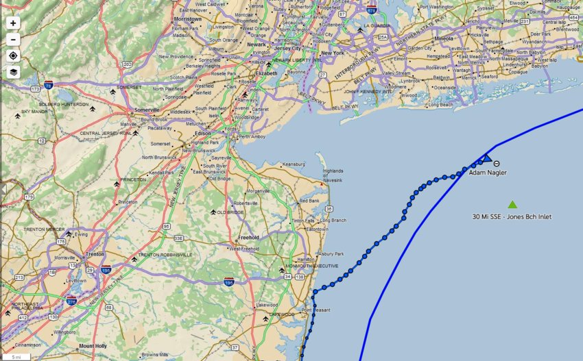 Adam Nagler was about halfway into a 45-mile open-ocean crossing from northern New Jersey to Long Island Sunday night.