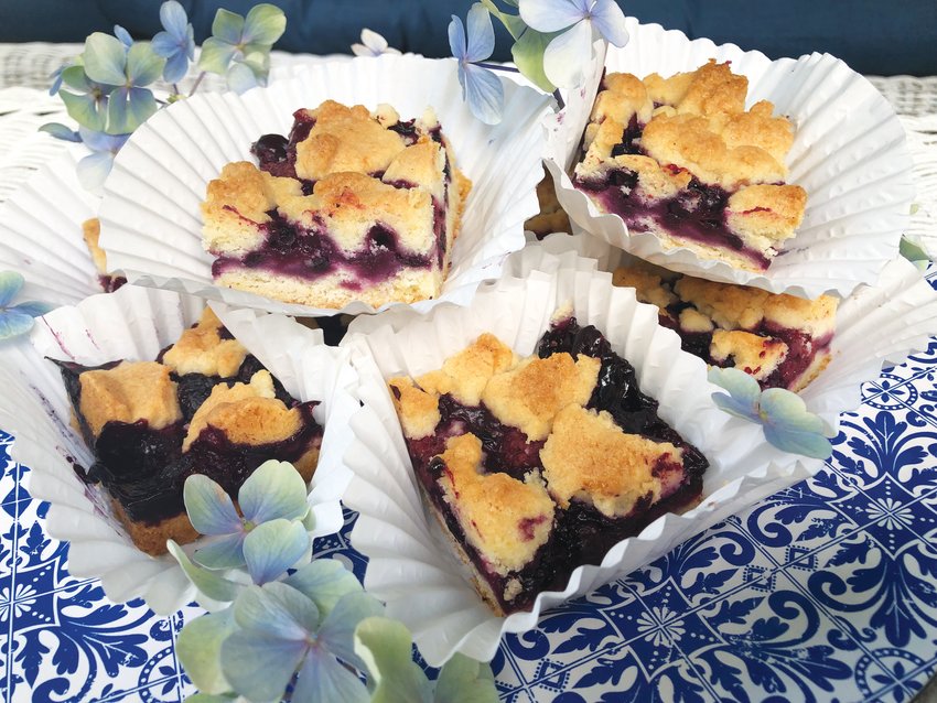 Blueberry Crumb bars are best made with wild Maine berries, which are far more flavorful than commercially-grown varieties.