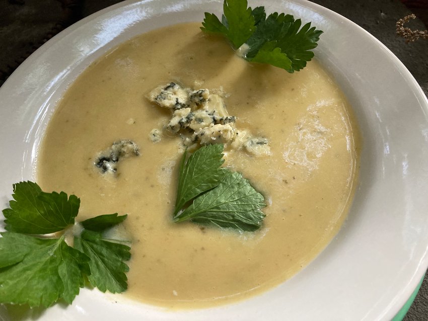Stilton&rsquo;s buttery, mellow tang enhances the flavor of this soup made with potatoes, celery, onions and heavy cream.