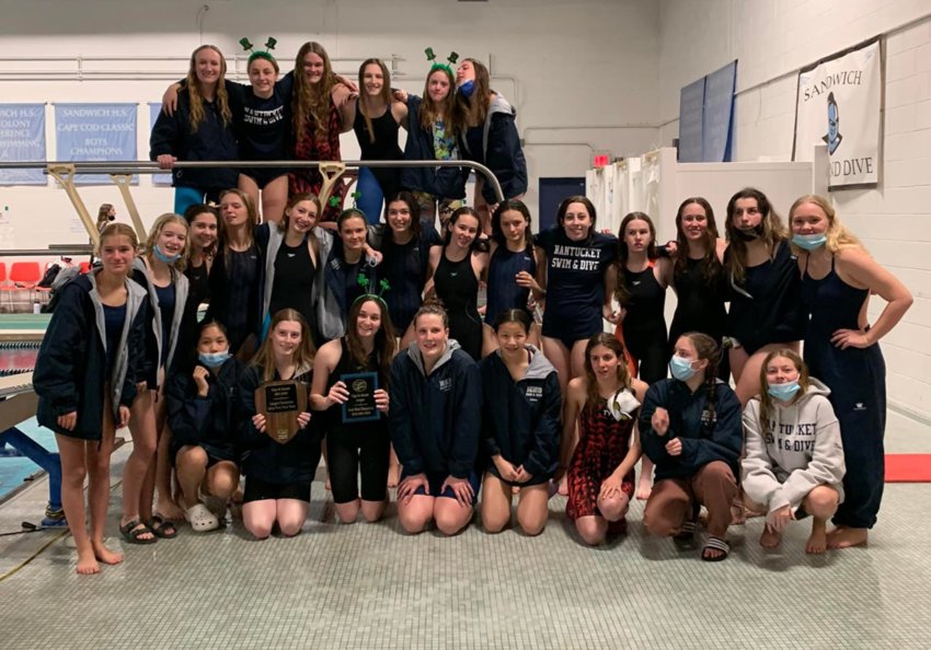 The 2022 Cape &amp; Island League champion girls swimming and diving team.