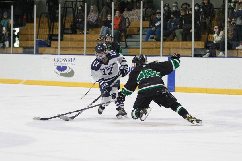 The Whalers beat Marshfield 4-2 Sunday at Nantucket Ice in a penalty-filled game.