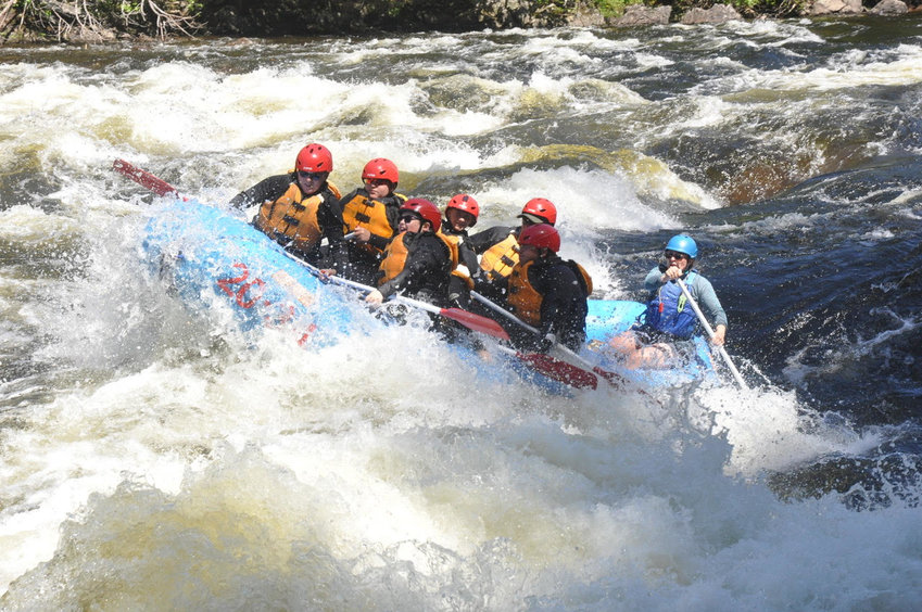 A group of Nantucket Boy Scouts battles the rapids during a white-water rafting trip in Maine. Three of them &ndash; Jeremy Caspe, Quinn Keating and Gabe Zinser &ndash; are on the verge of becoming Eagle Scouts.