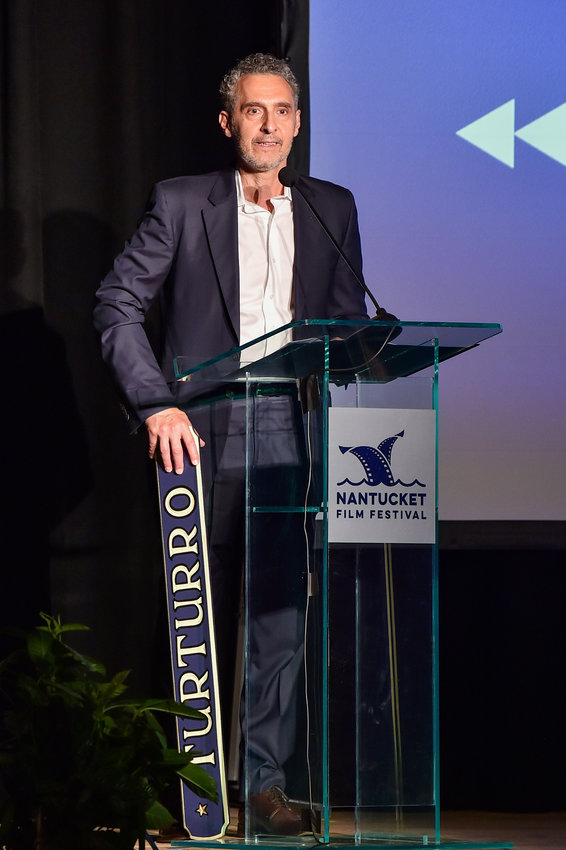 John Turturro accepts the Nantucket Film Festival Screenwriters Tribute Award at the Sconset Casino Saturday night.