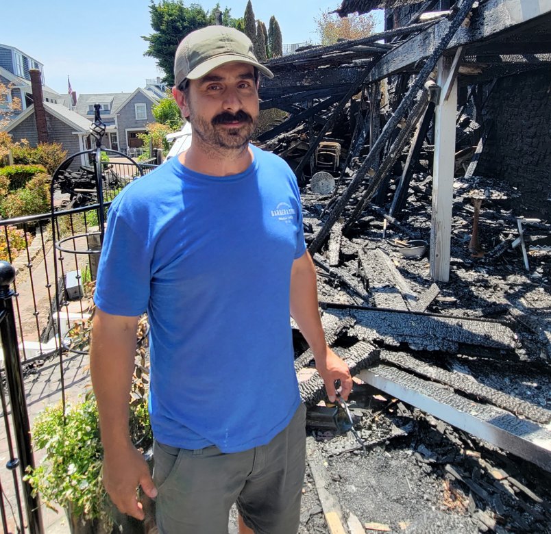 Fire Capt. Nate Barber was off-duty Saturday when he ran into the burning Veranda House and helped several guests escape.