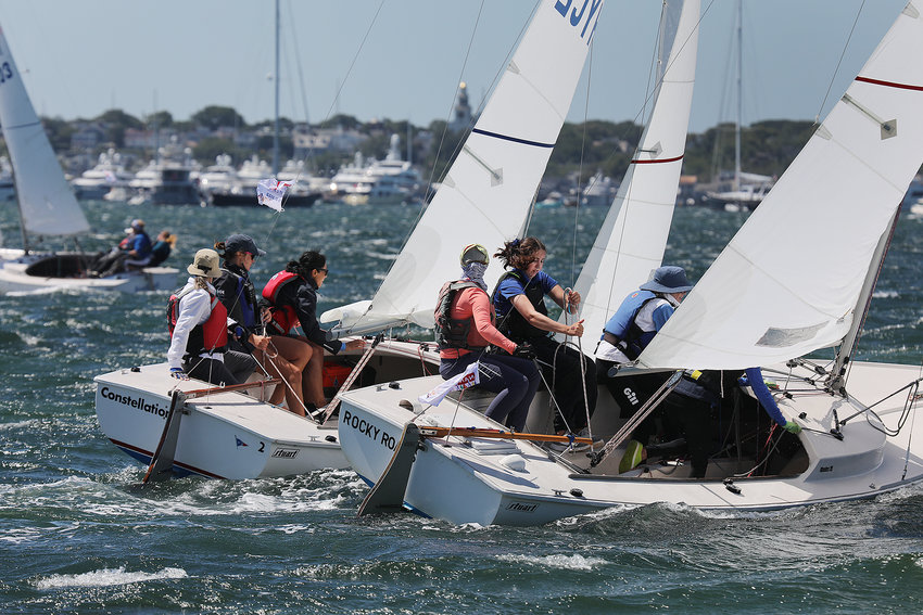 Constellation and Rocky Road race during the Women's Regatta in the harbor on Thursday.