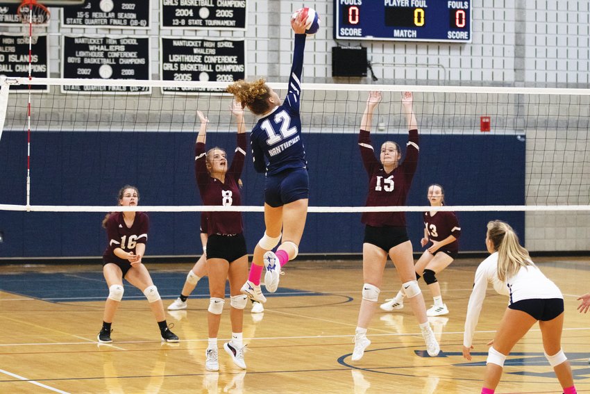 Chloe Marrero (12) had 10 kills and seven aces in Saturday&rsquo;s straight-set homecoming win over Falmouth.