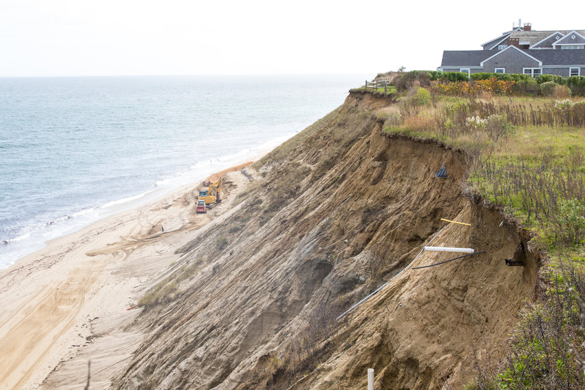 The eroding Sconset Bluff on the island&rsquo;s east end last week.