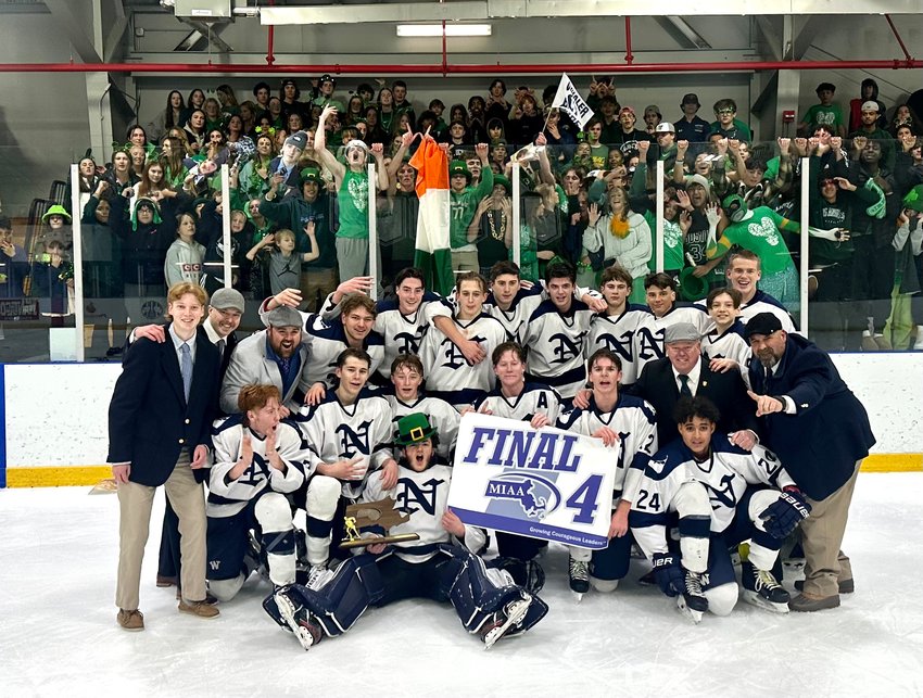 The boys hockey team reached the final four of the Div. 4 state tournament for the first time in program history with Thursday's 2-0 win over Amesbury.