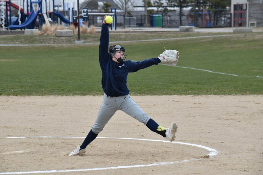 Olivia Scott delivers a pitch during Friday's season opener against Monomoy.