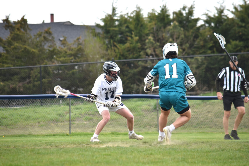 Mike Culkins loads up for a shot during the Whalers&rsquo; 12-9 loss Saturday against Plymouth South.