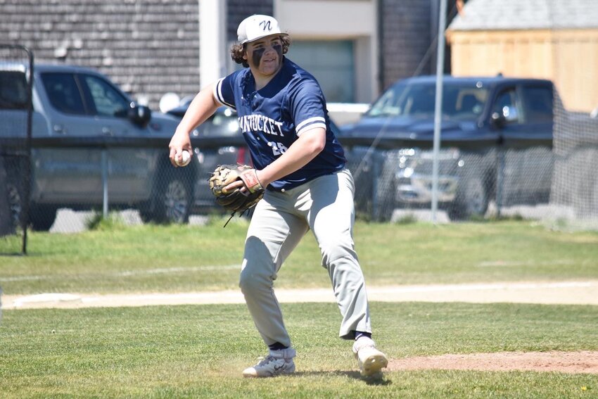 Colin Lynch fires to first base after fielding a ground ball during Saturday&rsquo;s game against Bishop Connolly.