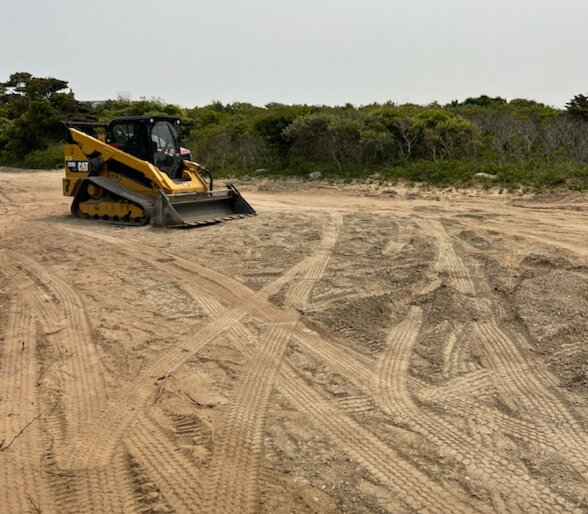 Repairs were made to a gully caused by runoff at the Pocomo Beach parking lot this week.