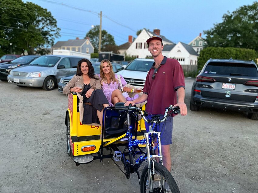 Michael Gormley operating his pedicab business in Portsmouth, New Hampshire. He is expecting to start operations on Nantucket within the next two weeks.