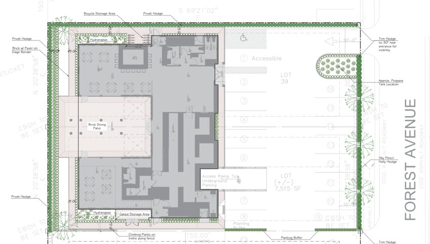 The proposed layout of a 51-seat takeout restaurant on Forrest Avenue off Old South Road approved by the Planning Board last week.