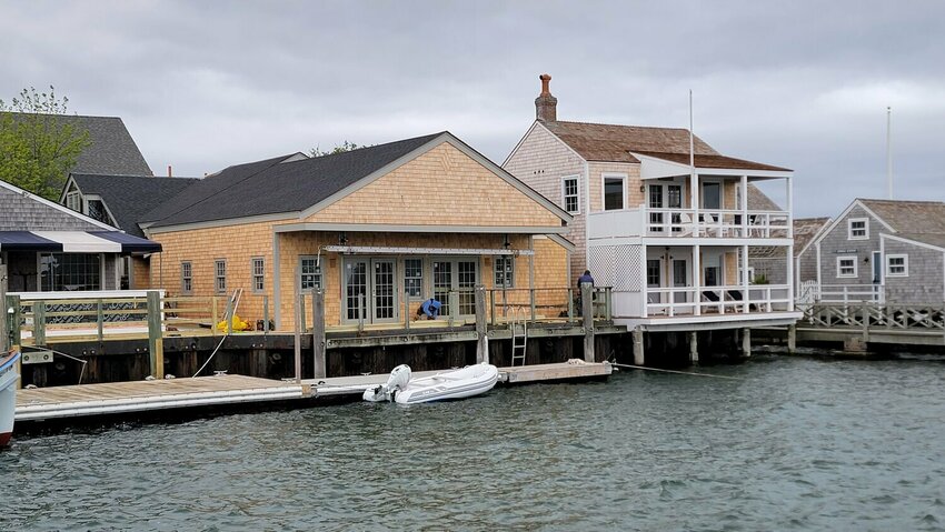 The newly-shingled building on Straight Wharf that will house Gabriel Frasca and Kevin Burleson&rsquo;s clam shack.