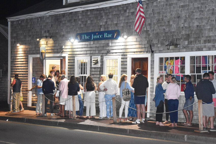 The line outside The Juice Bar just before 10 p.m. Tuesday night.