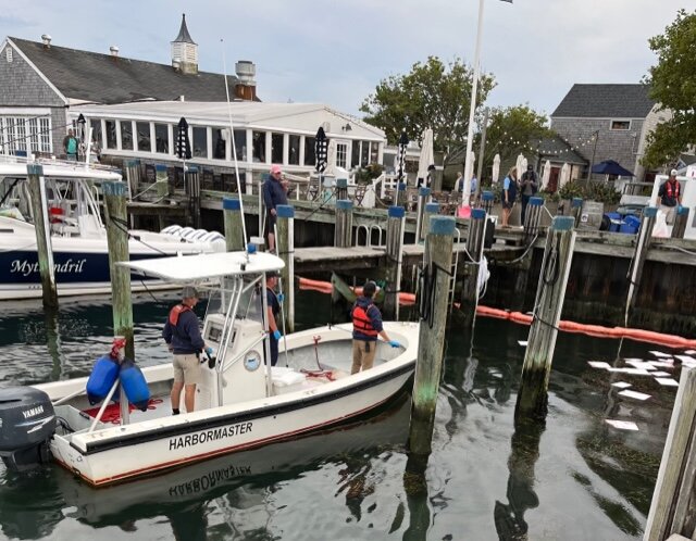 The harbormaster's office responded to a small fuel spill in the Nantucket Boat Basin Monday evening.