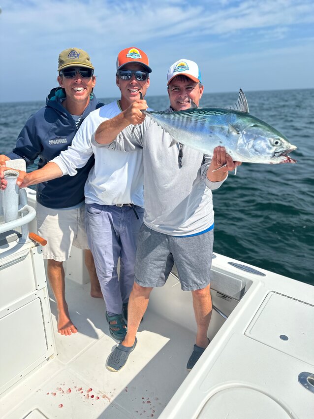 The Gammill Brothers &ndash;&nbsp;Capt. Corey, Capt. Cam and Ken &ndash; with a false albacore they caught this week.