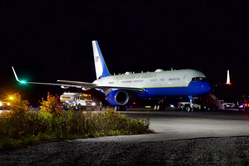 Air Force One on the tarmac at Nantucket Memorial Airport Tuesday night.