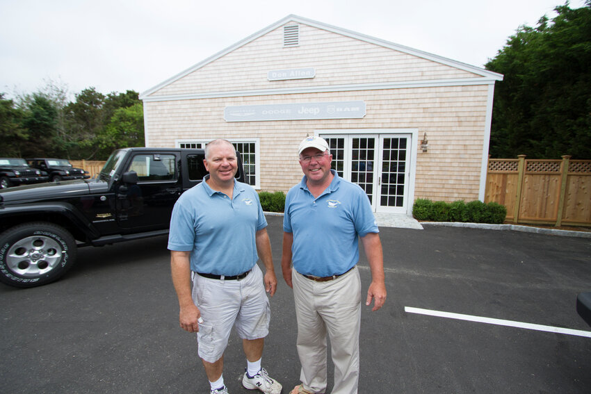 Bill Tornovish Jr., left, and Erik Evens outside Don Allen Auto's Jeep dealership on Polpis Road in 2013.