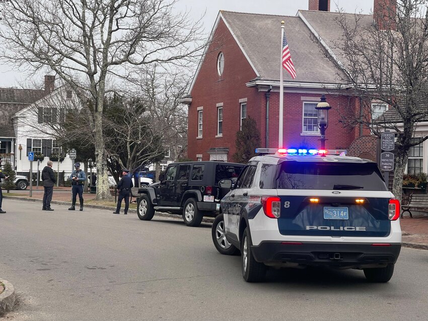 State and Nantucket police investigating the town and county building Thursday.
