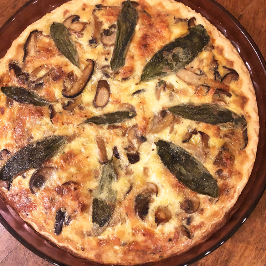 Mushroom-sage quiche brings rustic flavor to the winter table.