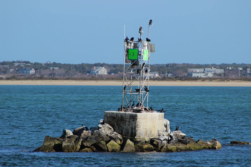 The weather and navigation instruments at the end of the east jetty are often a resting spot for birds.