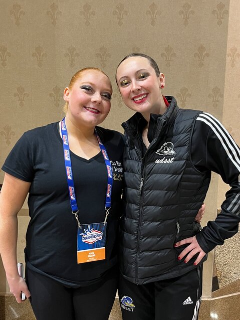 NHS graduates Maya Balling, left, and Amanda Mack competed in the 2024 U.S. Synchronized Skating Championships in Las Vegas last week.