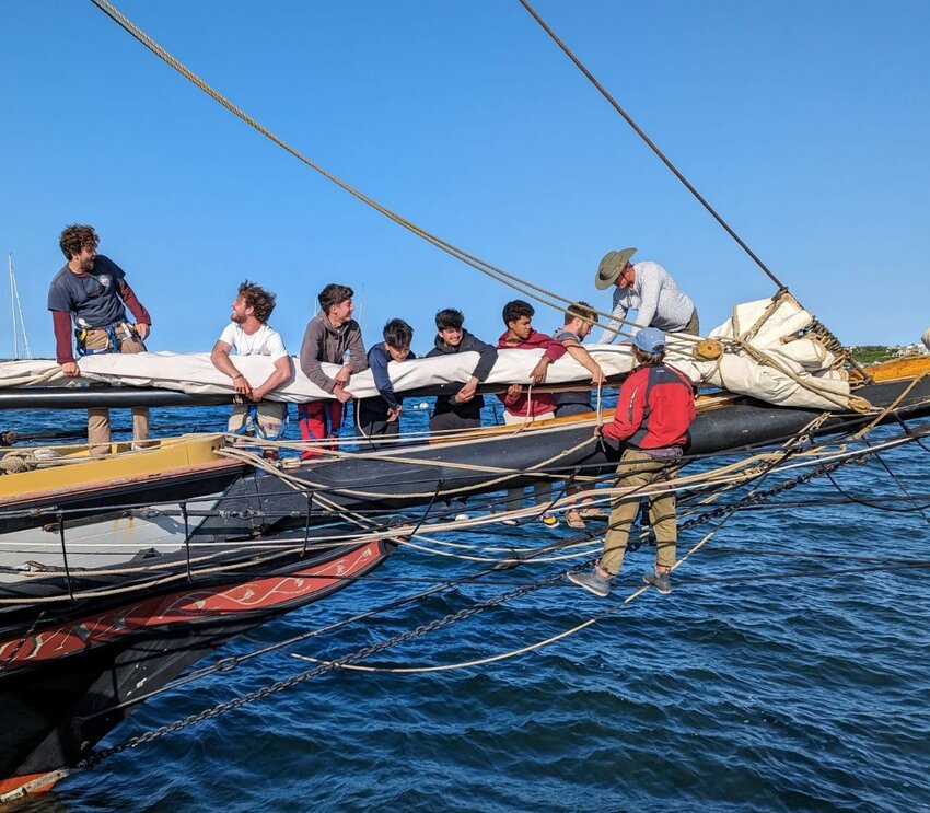 Students in the Egan Maritime Foundation's Sea of Opportunities program sail aboard the replica tall ship Lynx on days-long expeditions to work on team-building skills and boost confidence on the water.