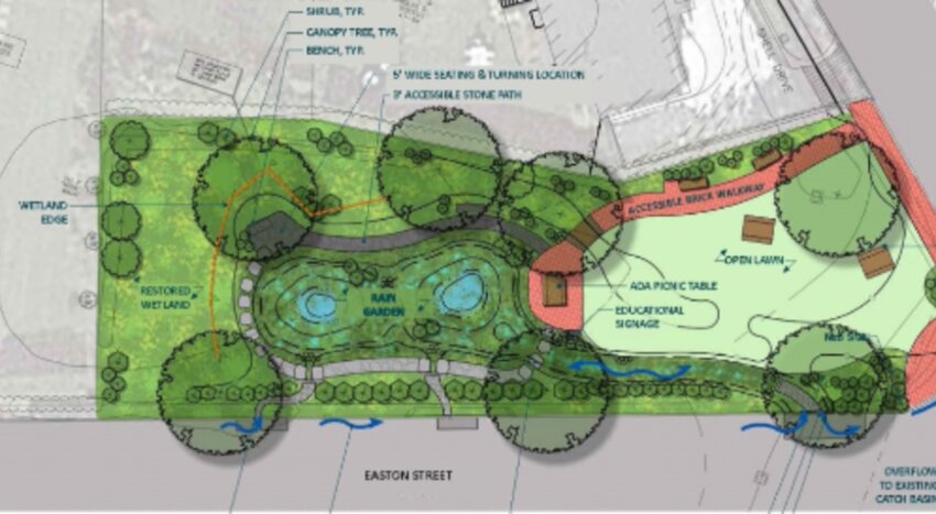The rain garden on Easton Street is expected to be completed in time for the summer season.