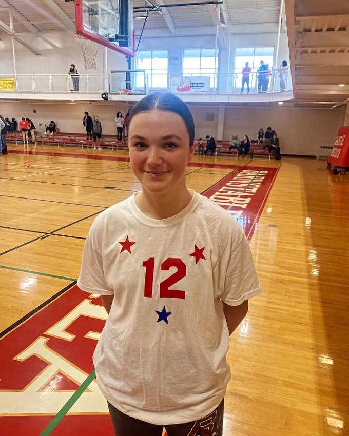 Maddie Lombardi played in the Cape Cod All-star basketball game Sunday at the Hyannis Youth and Community Center.