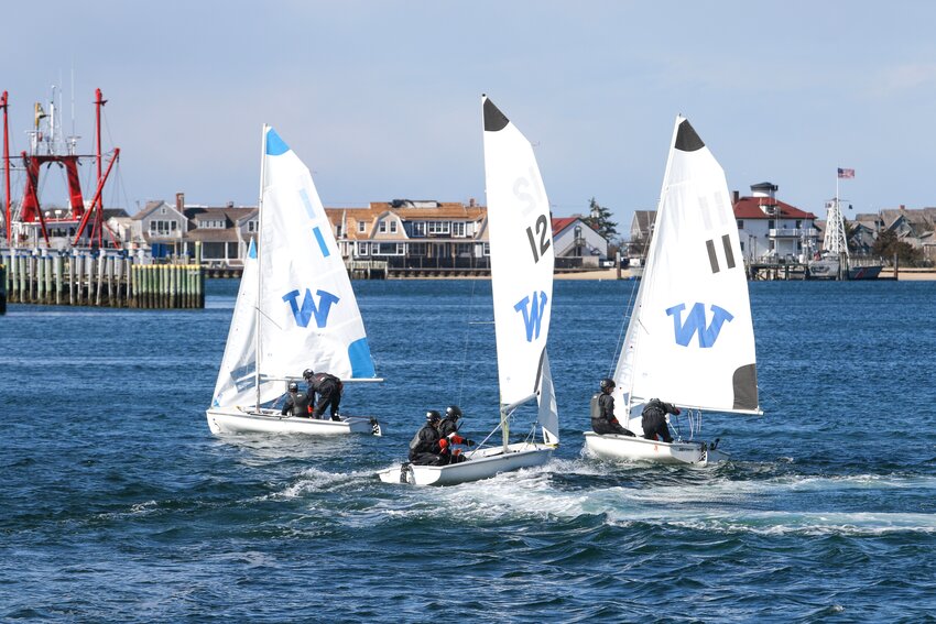 The Whalers sailing team on the water during practice last Tuesday.