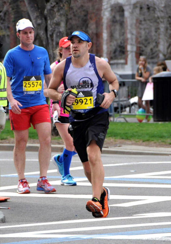 Jimmy Olson during the 2018 Boston Marathon. Olson is set to run the 128th Boston Marathon Monday.