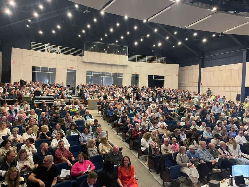 Voters packed the Nantucket High School auditorium and overflowed into the gym on the first night of Town Meeting Tuesday.