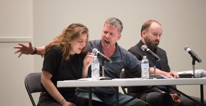 Theater of War founder Bryan Doerries at a panel discussion following a table reading of 